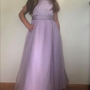 Satin Flower Girl Dress with Tulle Skirt